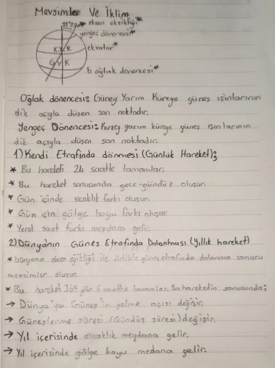 Mevsimler Ve İklim
23°23 eksen eksikliğ
KYK
GYK
yengeç dönences
jekvator*
b oğlak dönencesi*
Oğlak dönencesi Güney Yarım Küreye güneş ışınla