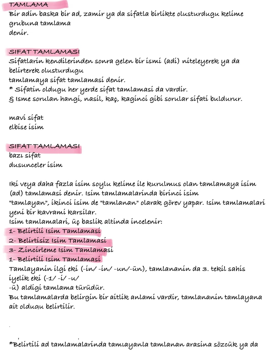 Sıfat, İsim tamlaması. Belirtili ve belirtisiz tamlamalar