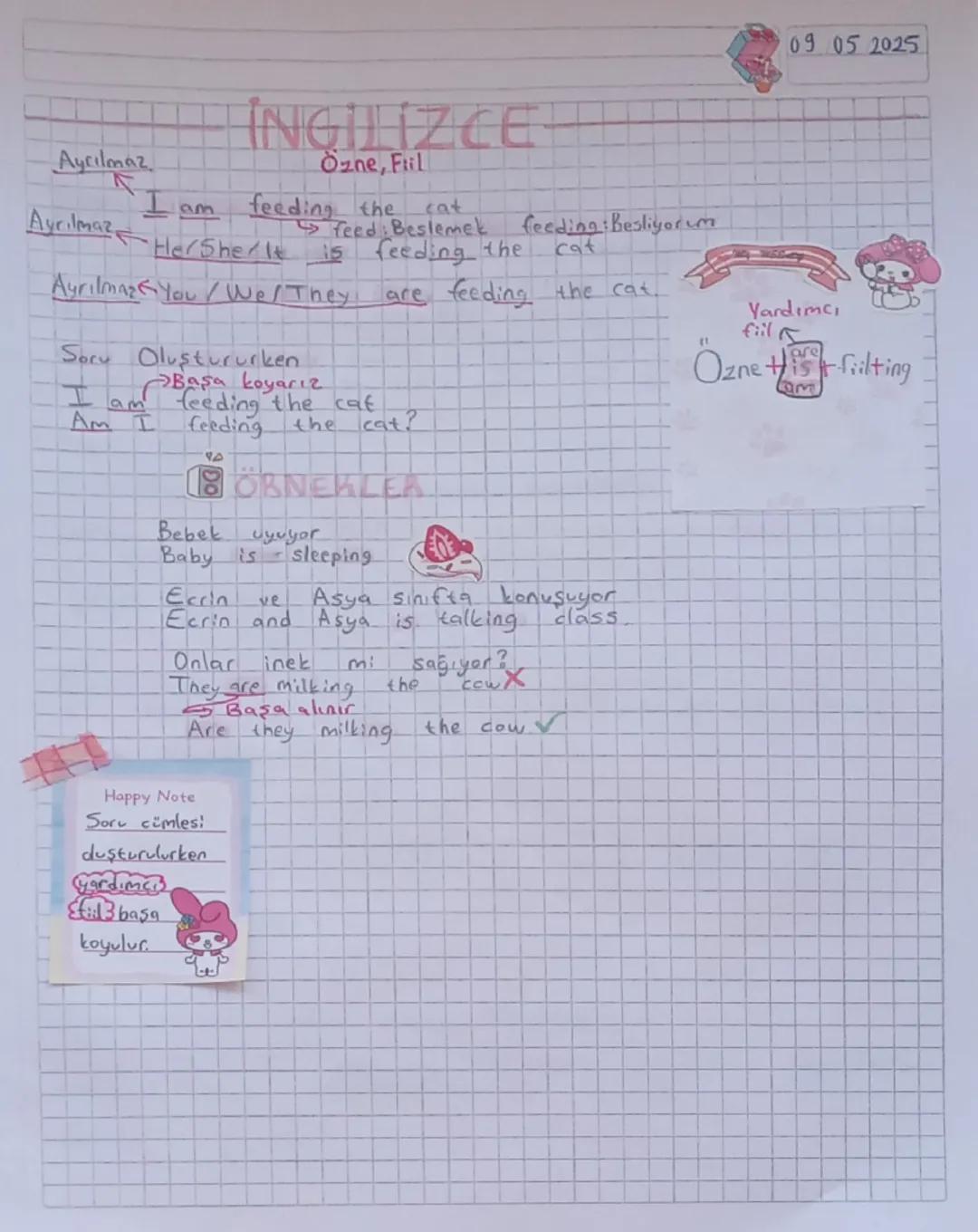5. Sınıf İngilizce - Özne ve Fiil Konu Anlatımı Notları