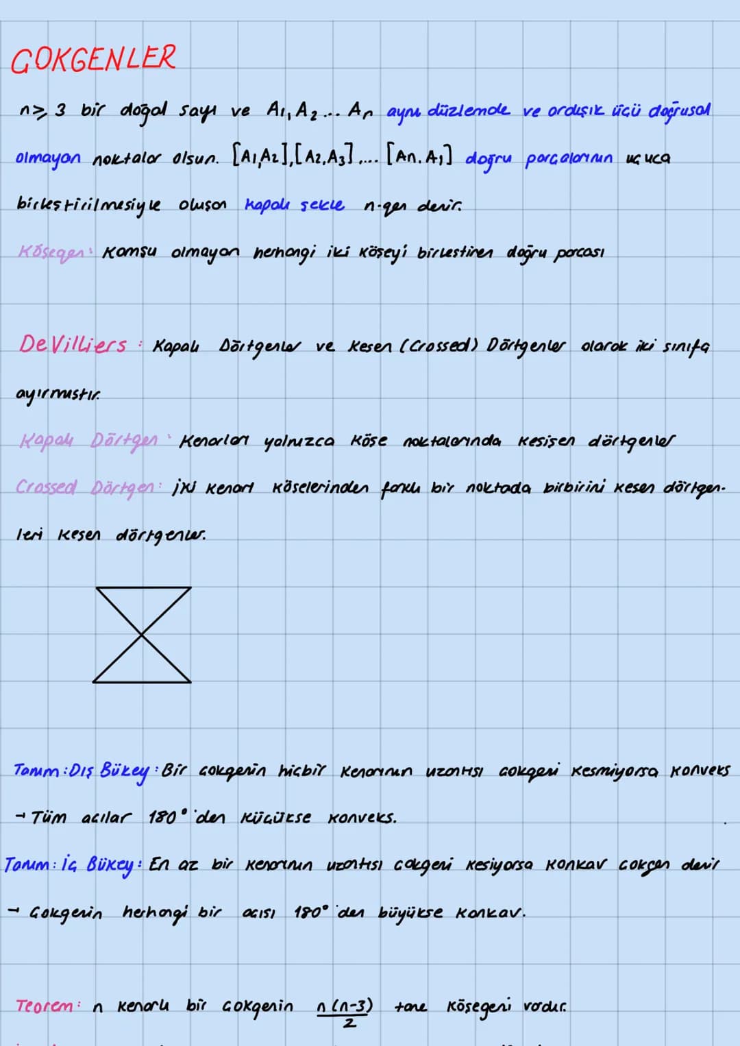 GOKGENLER
n>, 3 bir doğal says ve A1, A2... Ar ayonu düzlemde ve orduışık üçü doğrusal
olmayan noktalar olsun. [A1,A2], [A2,A3] ... [An. A₁]