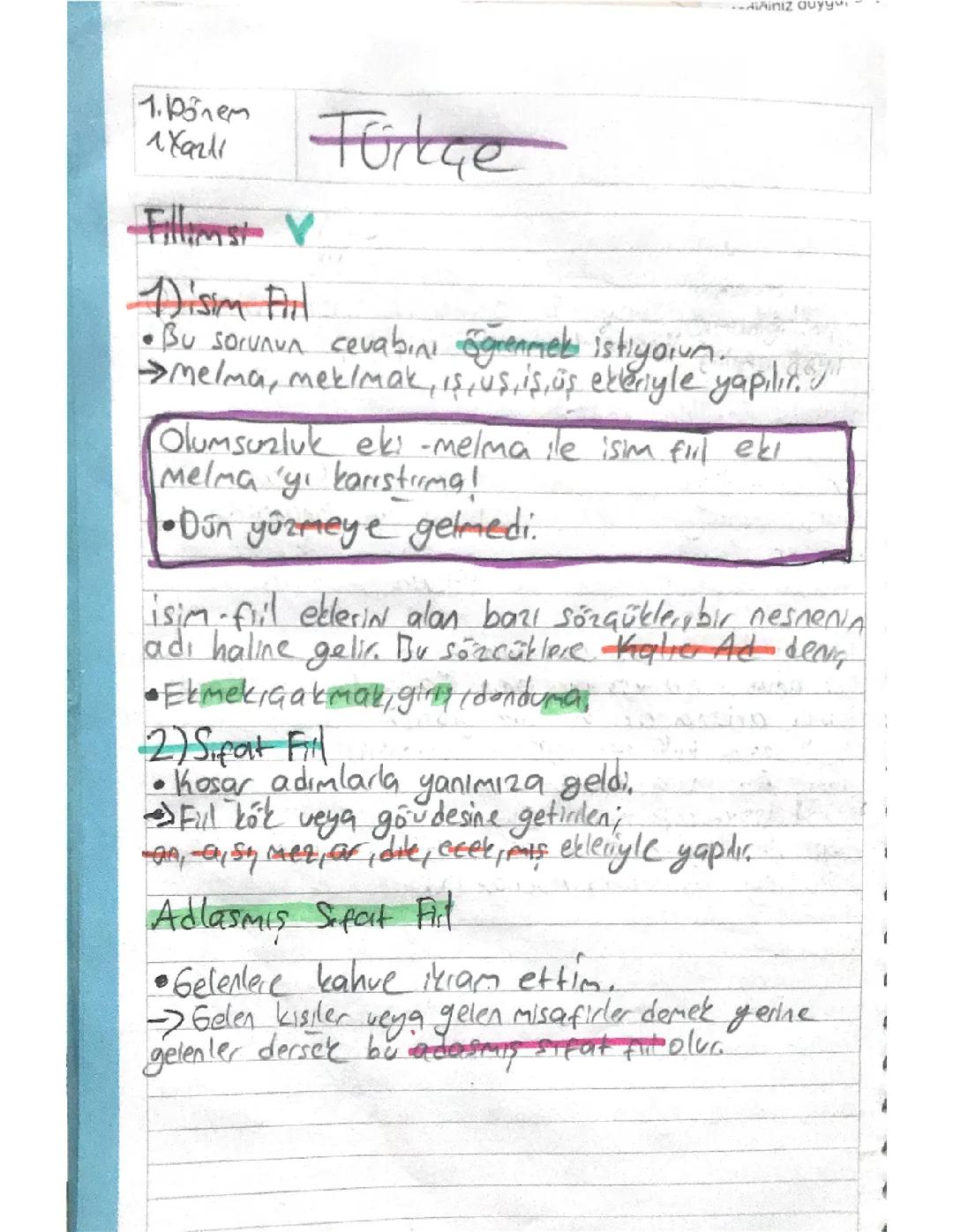8. Sınıf Türkçe Fiilimsi Konu Özeti