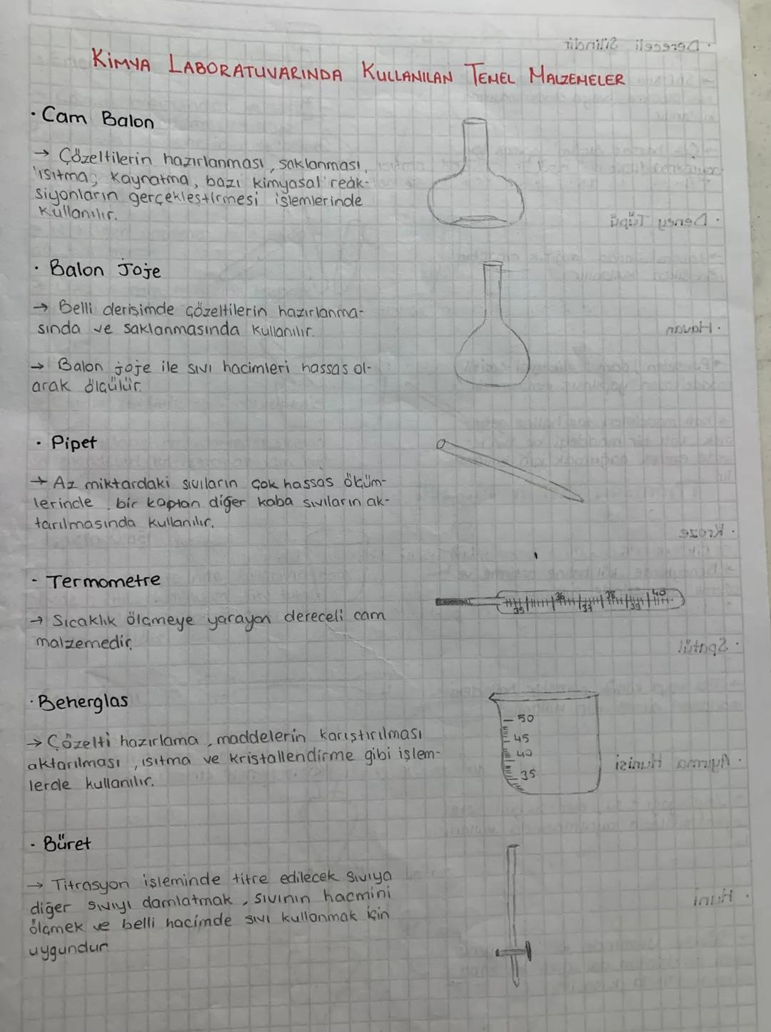 tibrili 1959794
KIMYA LABORATUVARINDA KULLANILAN TEMEL MALZEMELER
· Cam Balon
-> Çözeltilerin hazırlanması, saklanması,
Isitma Kaynatma, baz