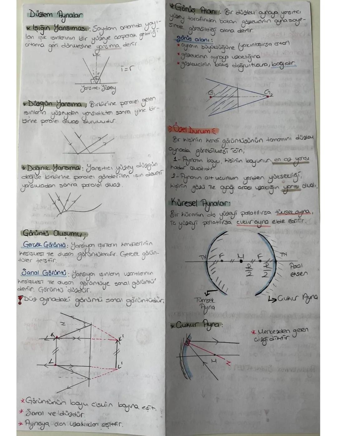 *Tumsek
L
F
Ayna
* Görüntüler her zaman küçüktür.
* Görüntüler sonal ve düzdür.
x login Kırılması
Isign saydan bir ortamdan baska soydan
ort
