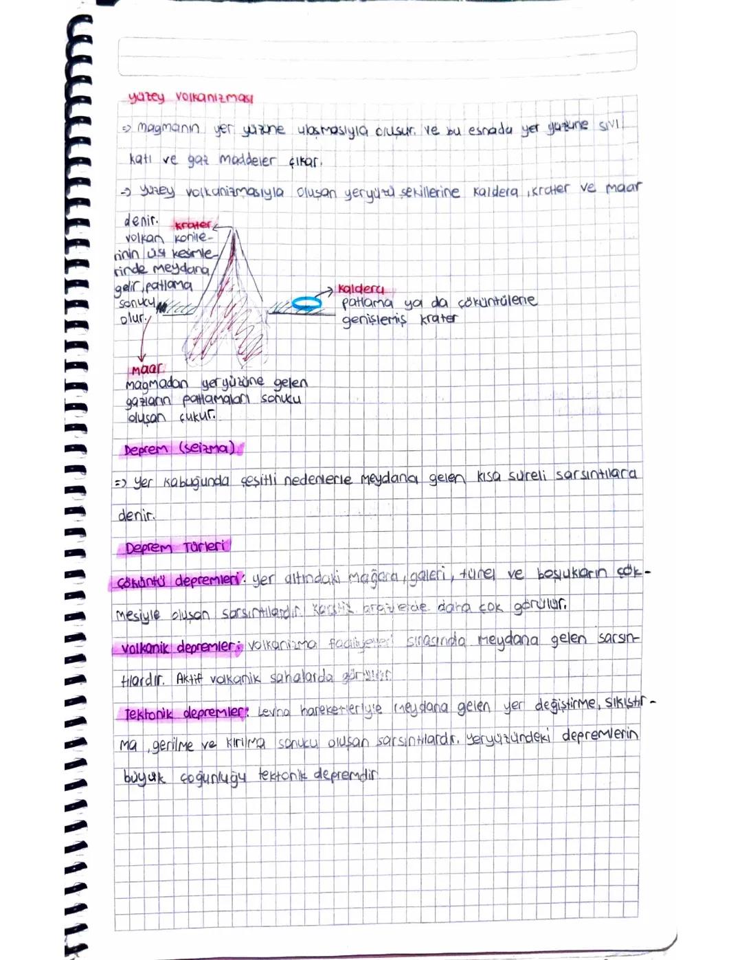 10. sınıf coğrafya yüzey volkanizmasi + deprem ve çeşitleri konu anlatımı ders notu