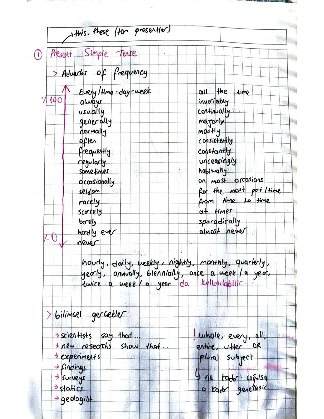 İngilizce Present Simple Tense Notları
