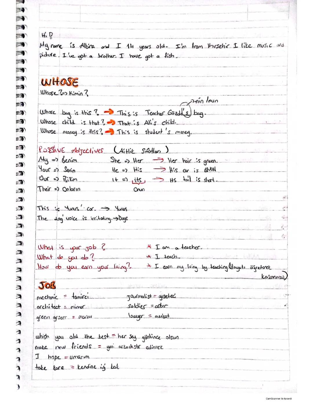 9 sınıf İngilizce ders notları