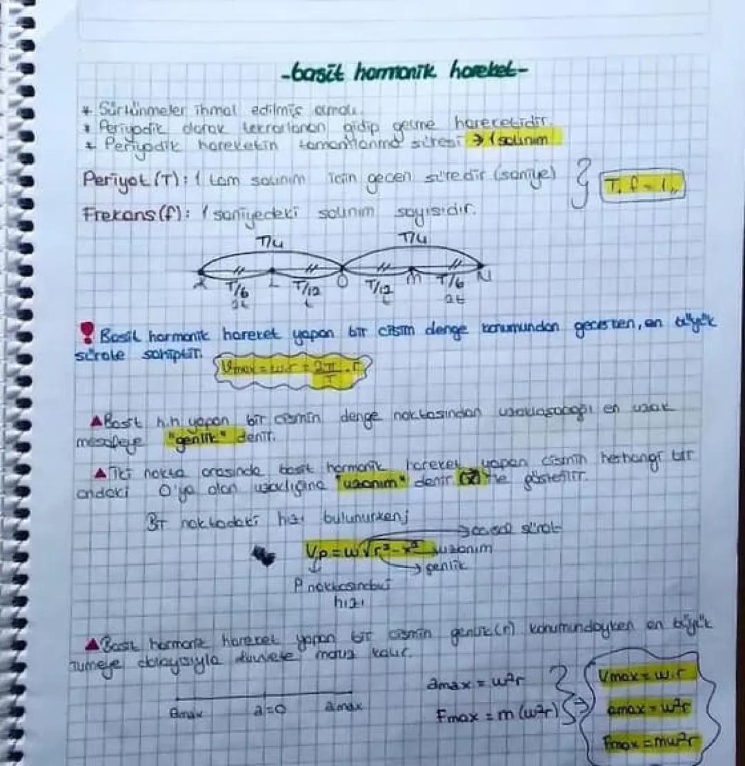 4
-basit hormonik hareket-
Sürtünmeler Thmal edilmis amat
Periyodik darak tekrarlanan gidip gelme
hareretidin
Periyodik hareketin tomontanma