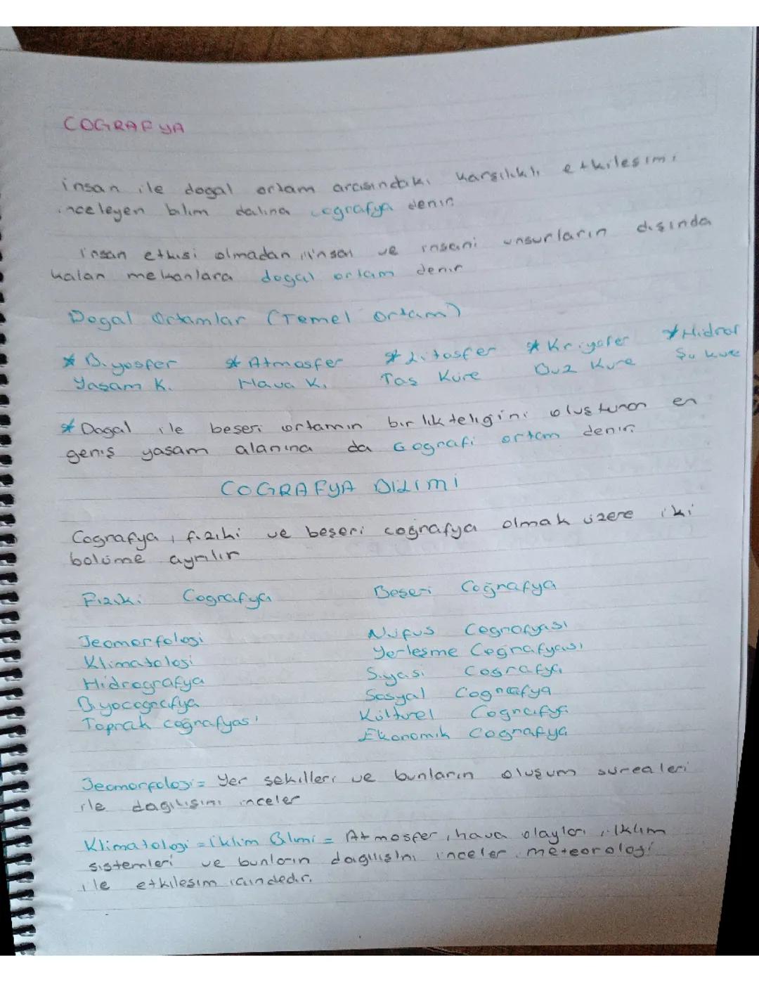 9. Sınıf Coğrafya 1. Ünite Ders Notu Yeni Müfredat 2025