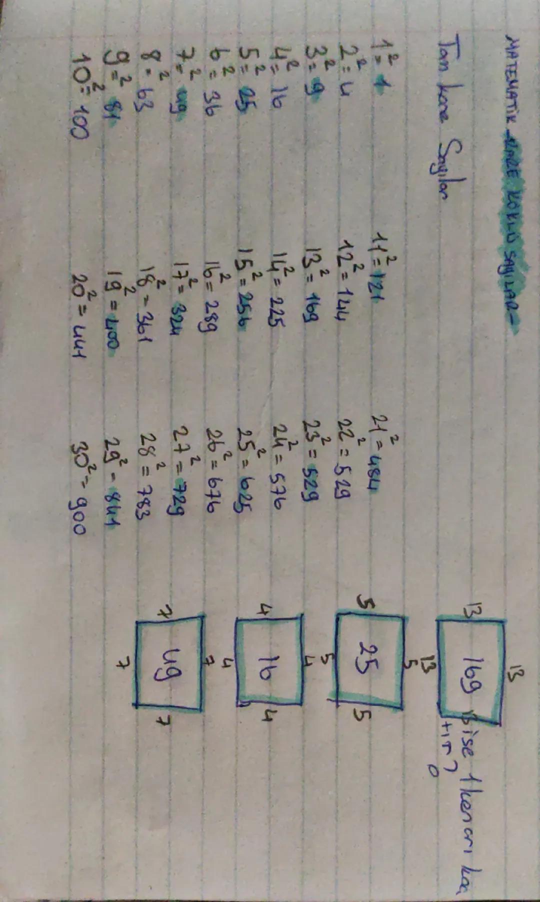 MATEMATIK PRE KÖKLÜ SAYILAR-
Tan kone Sayılar
124
2=1 24
2
13
13 169 Bise tkenarı kaç
13
?
서= 121
21-484
2
122=144
525
5
22=529
39
5
13169
2