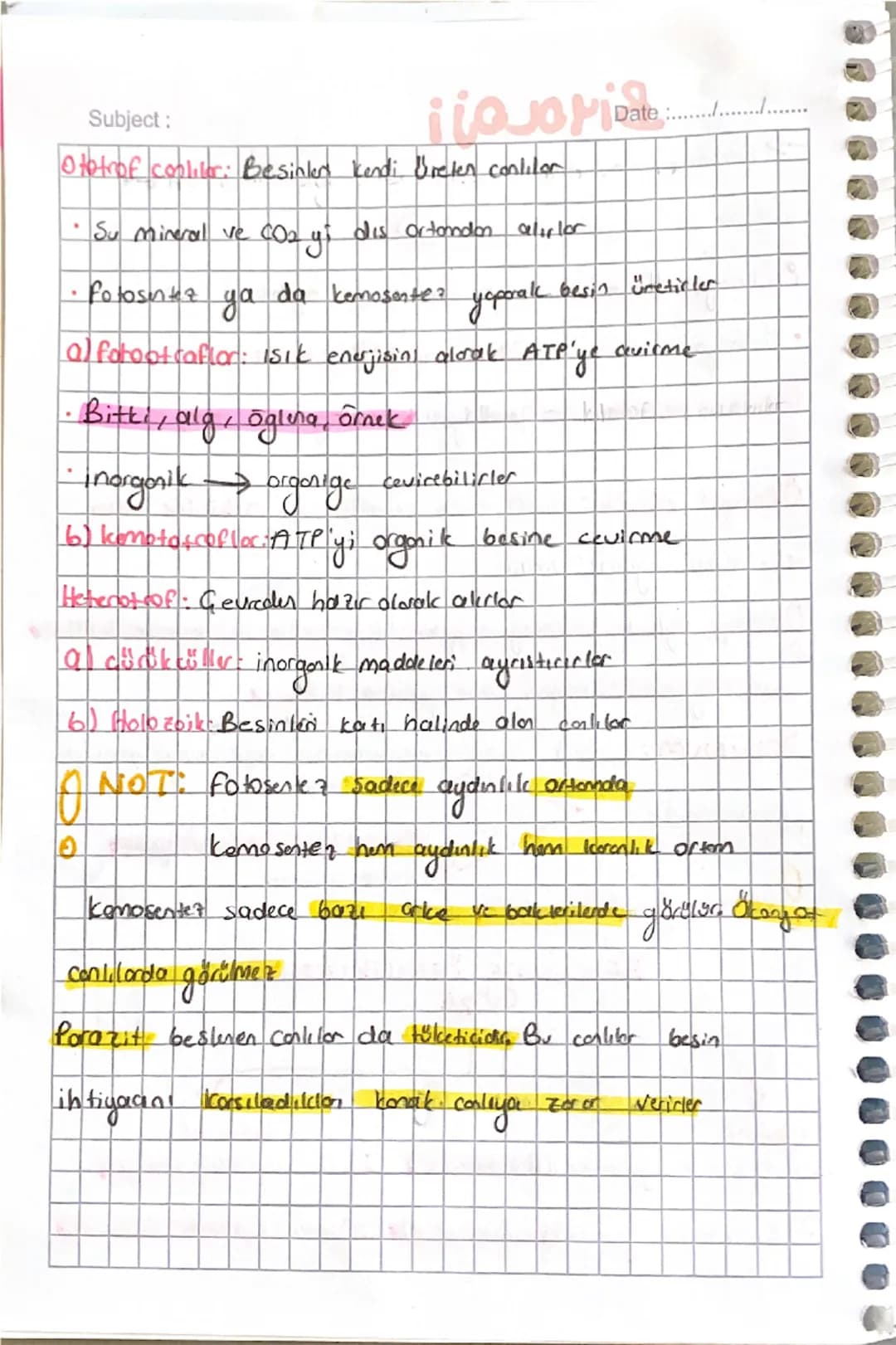 Subject: Biyoloji
Date:...........
→Bakken, Amip, Oglera gibi conliler tek niserli
bitkiler ve hayvalor cole his creli
Prokoryot Hüde: Çekir
