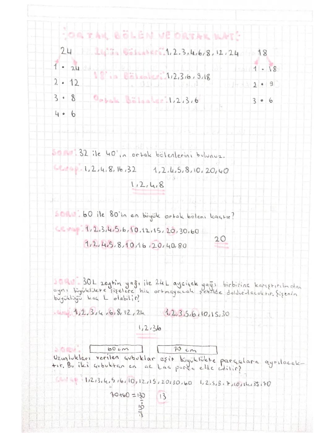 Ortak Bölen ve Kat: Soru Çözümleri ve Notlar
