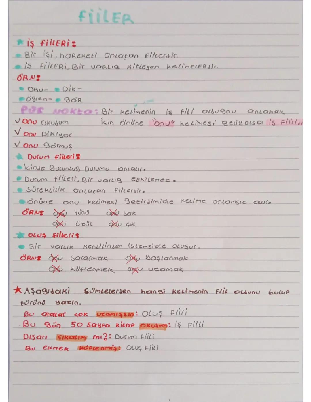 Fiillerin Anlamı ve Örnekleri