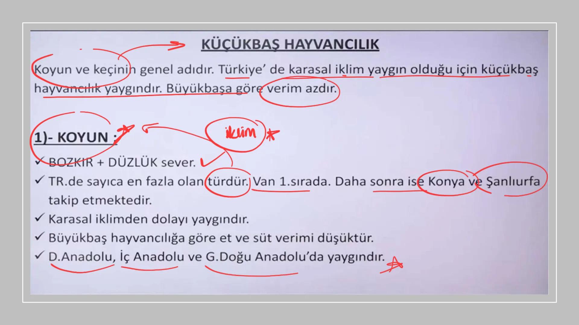 TÜRKİYE'DE HAYVANCILIK TÜRKİYE'DE HAYVANCILIK
gelismemis
-nicel
zayıf
irī
nitel sorun
kaute
NOT 1: Türkiye hayvan sayısı bakımından Avrupa'd