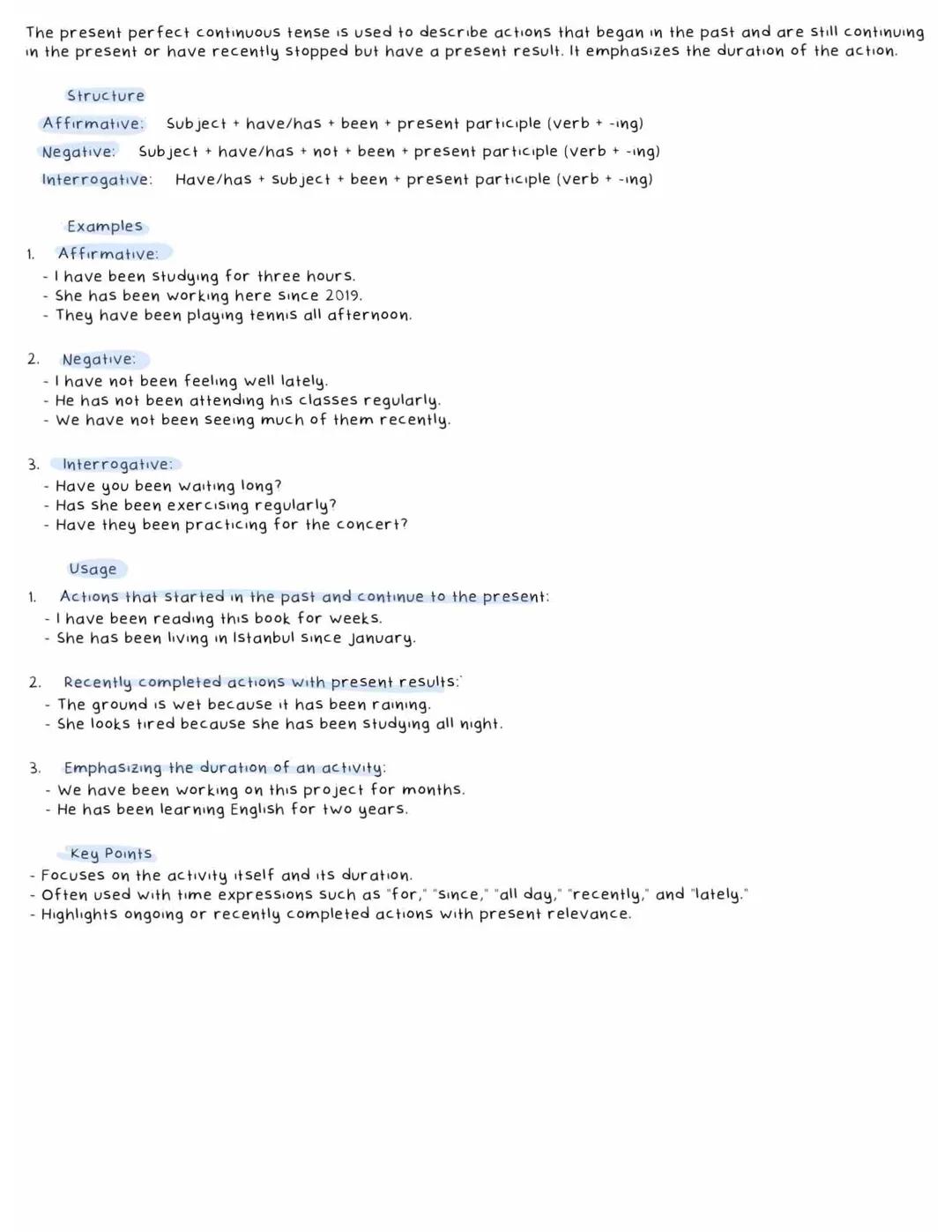 Present perfect continuous 