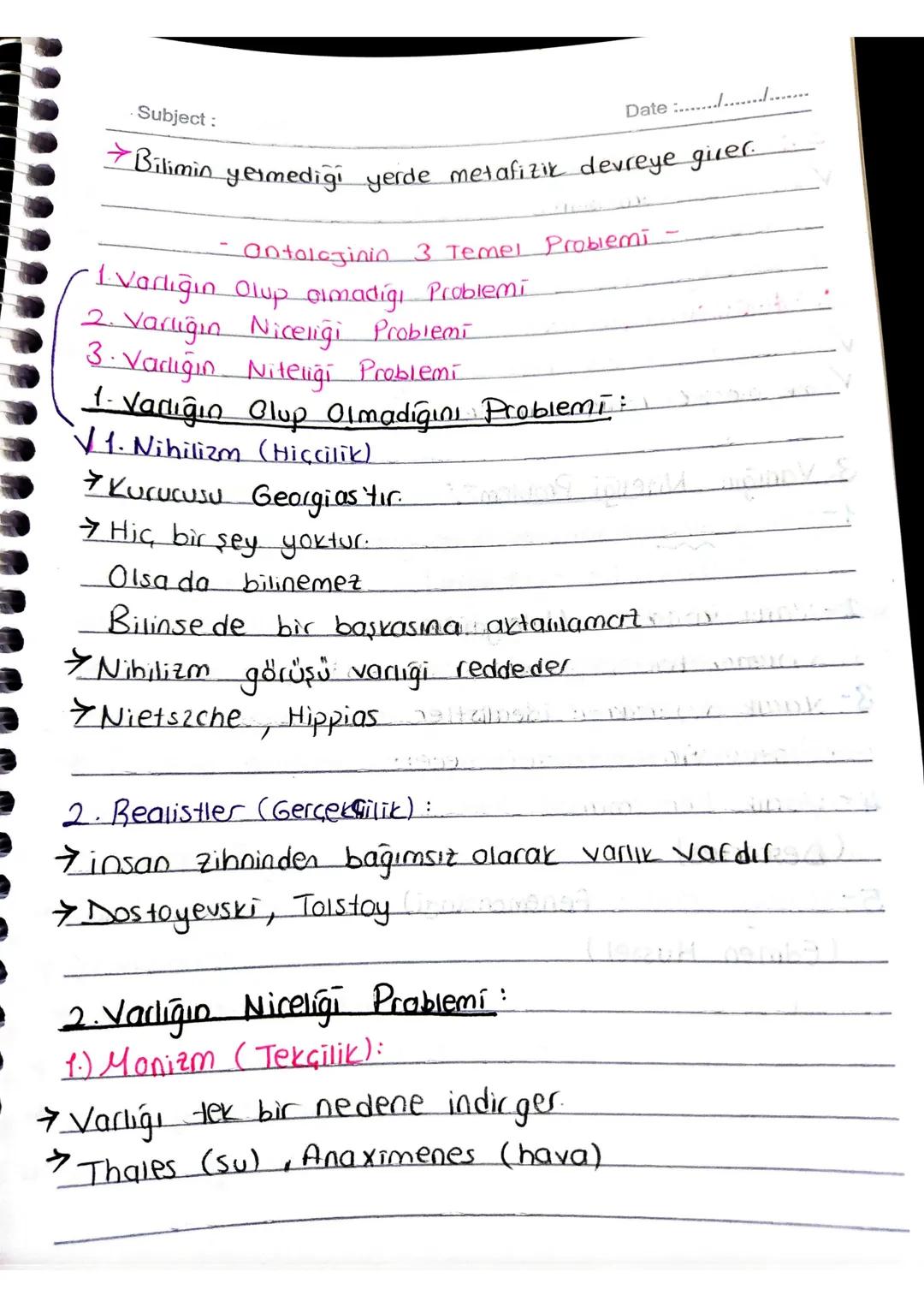 Subject:

Date :................

ONTOLOJI (VARLIK FELS.)

Κοπυ αιαπι Varlıktır.

Pamamı
doğası
yapısı
Özellikleri

→ ilk olarak varlığın il