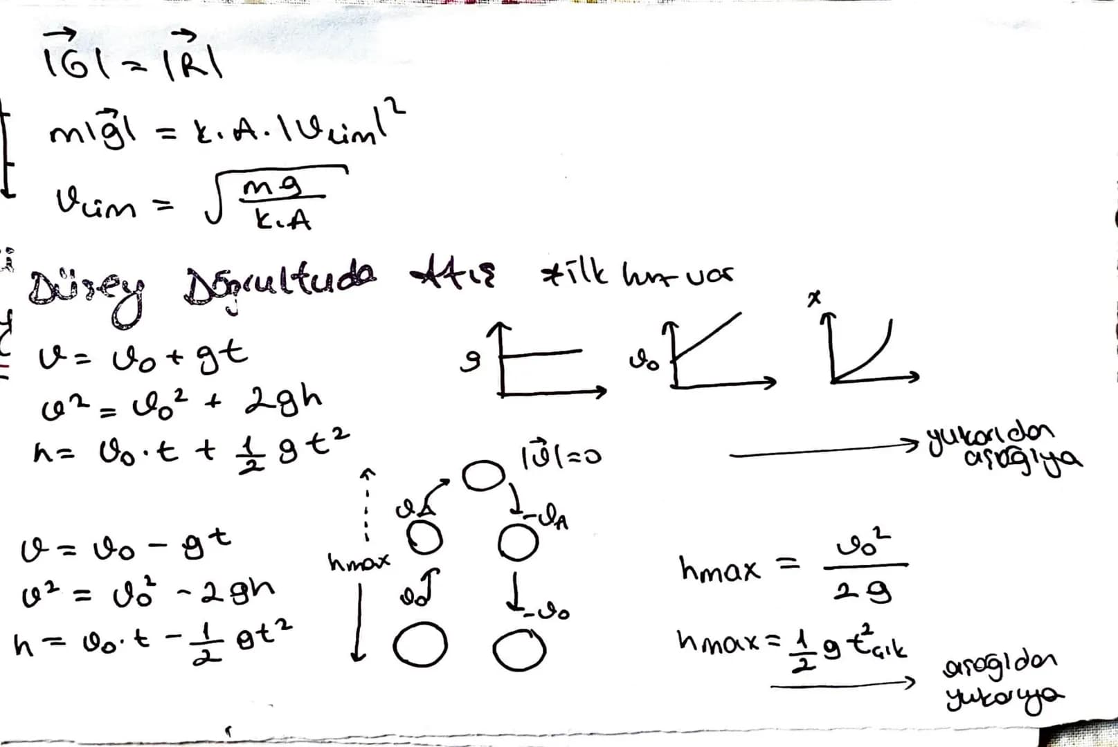 a
a
す
F
૭
düzgün hızlara harekette
hit Tume kuvvet vektörleri
delAgün yavaşlayar harekette
Serbest Dusme Hacket
t
v = g +
0² = 2gh
h = 1 g +