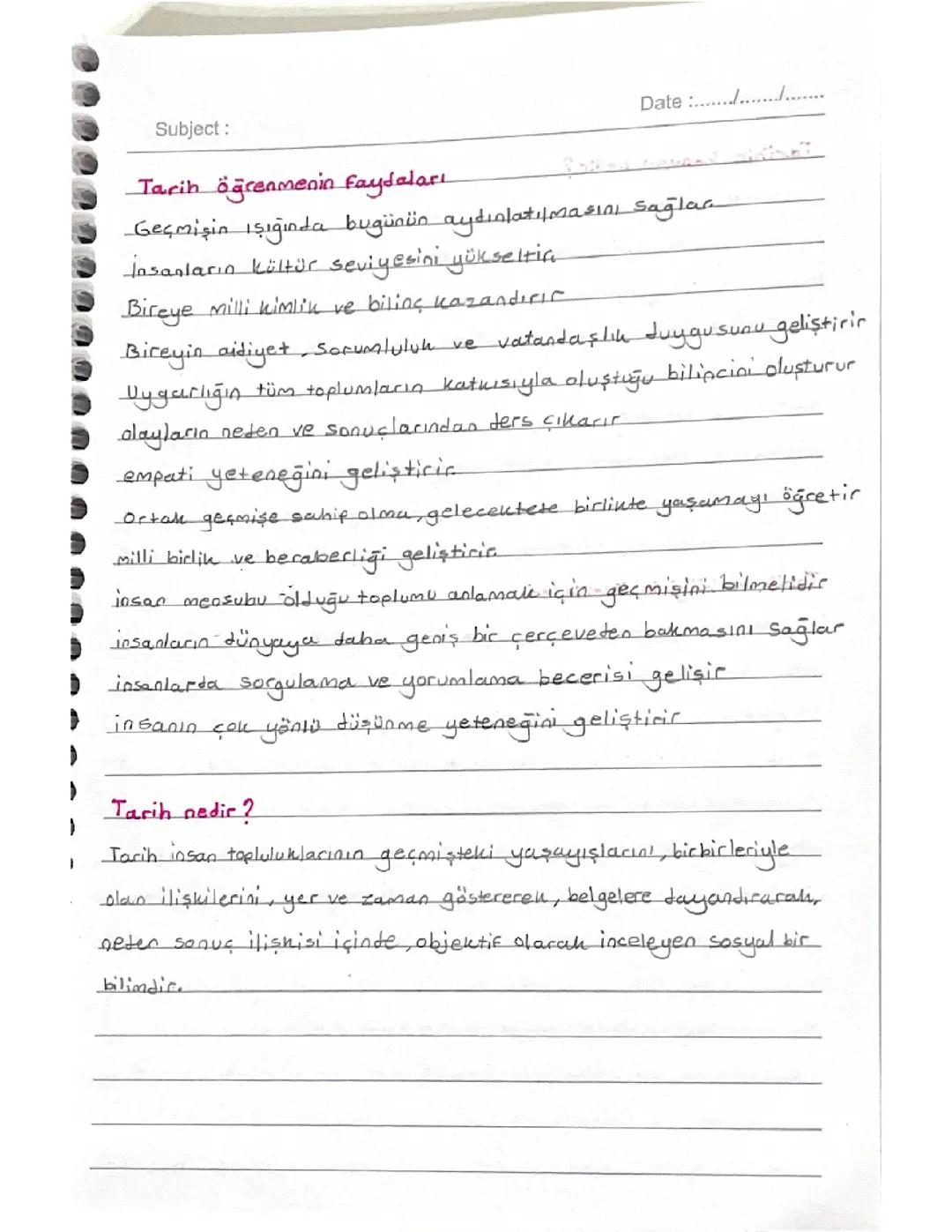 9. Sınıf Tarih Ders Notları ve Konu Özeti