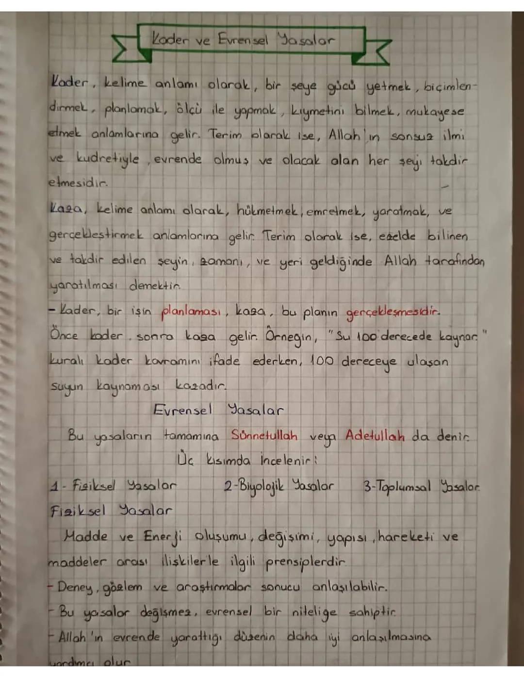 Kader ve evrensel yasalar