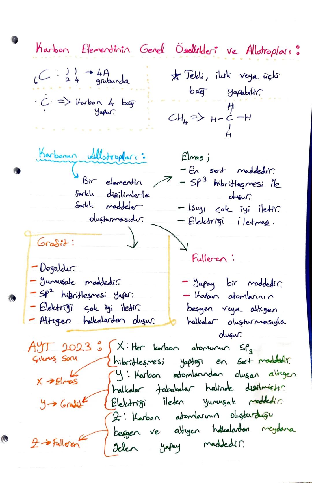 Karbon Elementinin Genel Ösellikleri ve Allotropları:
→ 4A
(C: 24 Hrubunda
• C· => Karbon 4 bay
Yapar
Karbonun Allotroplari:
*Tekli, ikili
b