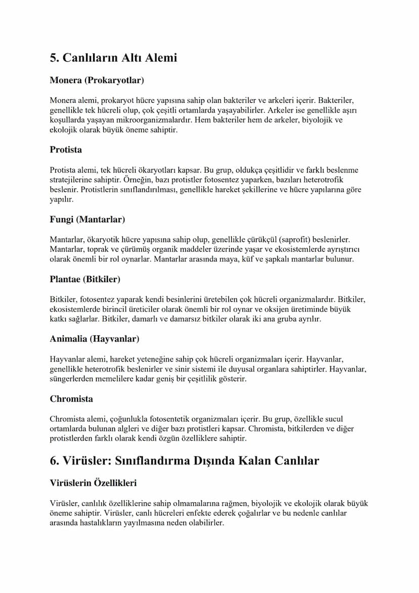 Canlıların Sınıflandırılması
Hayvanlar
Canlılar Alemi
Bitkiler
Mantarlar
Bakteriler
Protistalar
1. Giriş
Canlıların Sınıflandırılmasının Öne