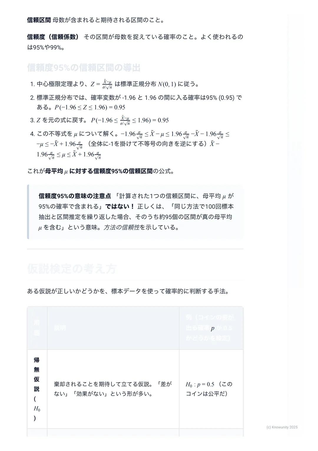 # 統計的な推測の基礎

## 統計的な推測の概要・

統計的な推測とは、**標本(サンプル) **と呼ばれる一部分のデータを使って、
**母集団(調査したい全体の集団) **の性質を推測すること。例えば、全国の高
校生の平均身長を知りたいとき、全員を測るのは不可能。だから、無作