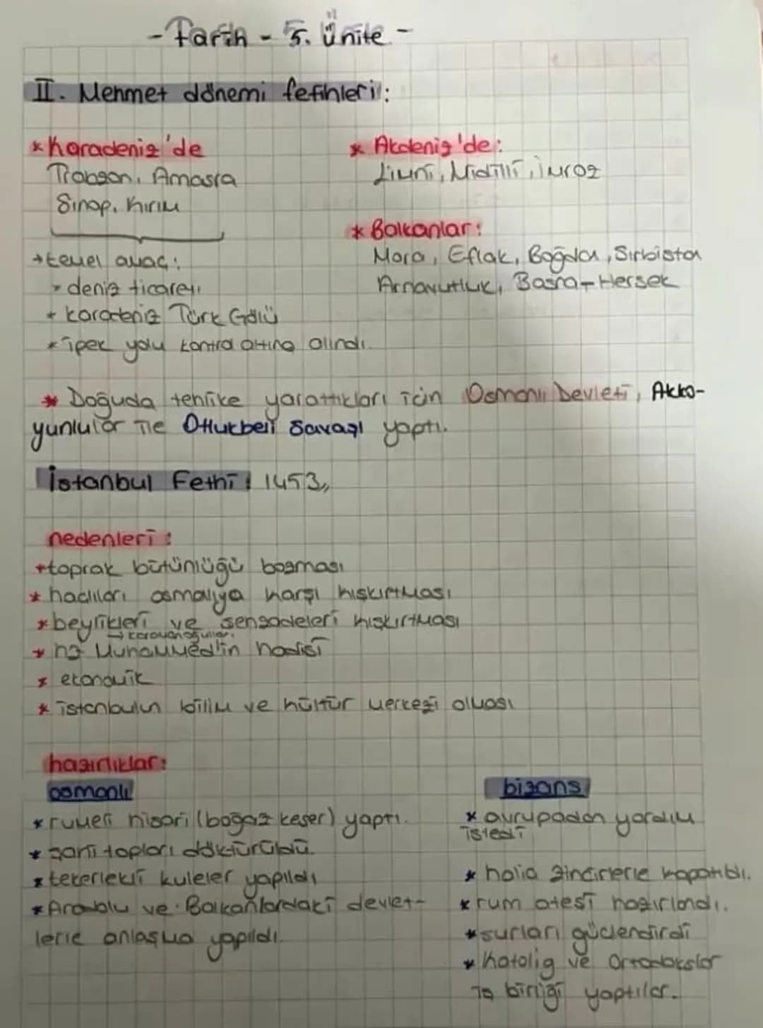 -Farth - 5. ünite-
II. Mehmet dönemi fefihleri:
*Karadeniz'de
Trobson, Amasra
Sinop, Kirim
+tenel alas:
T
denia ticare
karadeniz Türk Gdw
* 