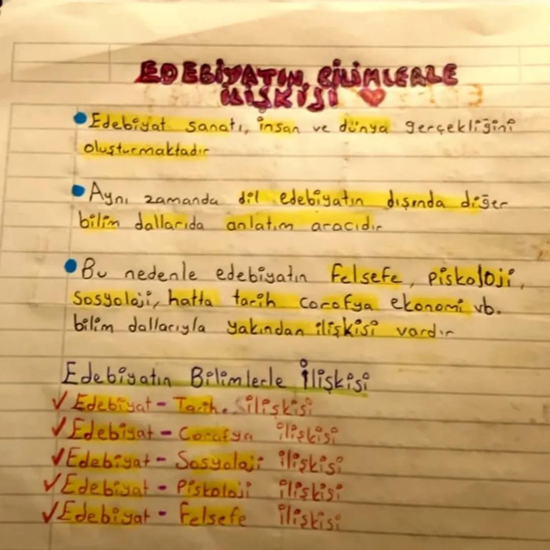 EDEBİYATIN, CLİMLERLE
•Edebiyat sanatı, insan ve dünya gerçekliğini
oluşturmaktadır
Aynı zamanda dil edebiyatın disenda diğer
bilim dallarid