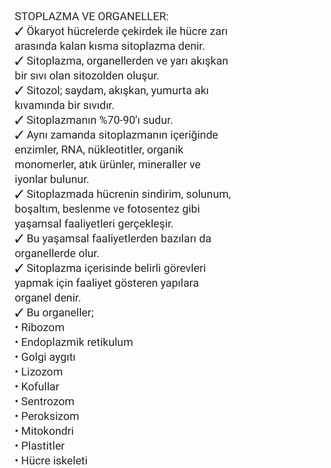 Sitoplazma ve organeller