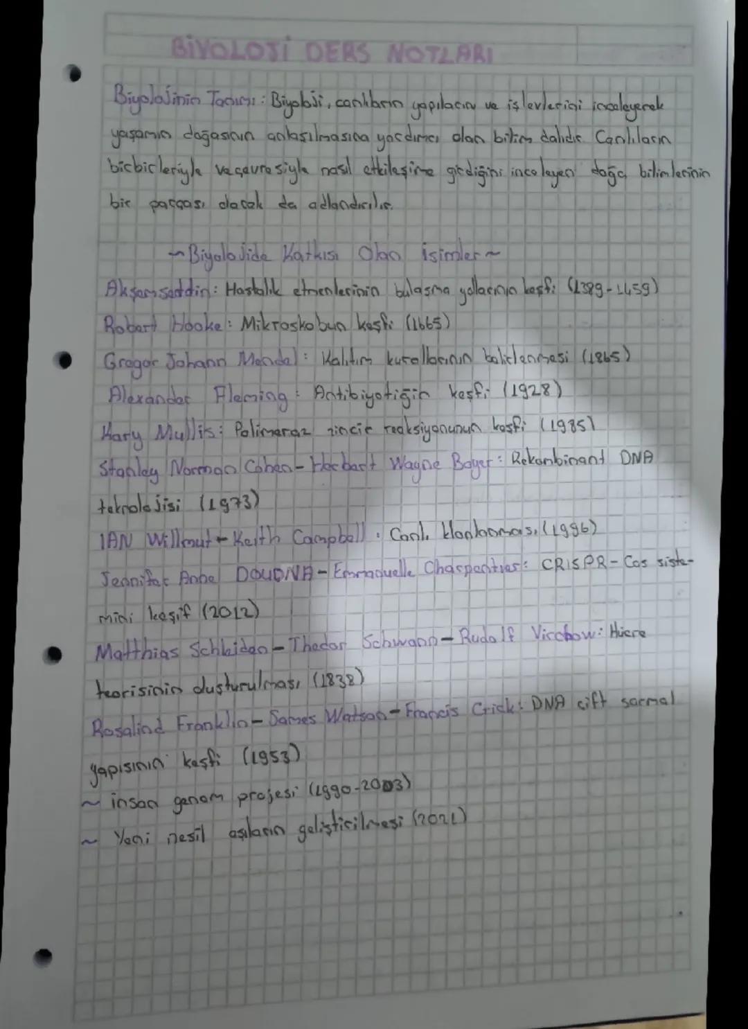 9.sınıf Biyoloji ders notu