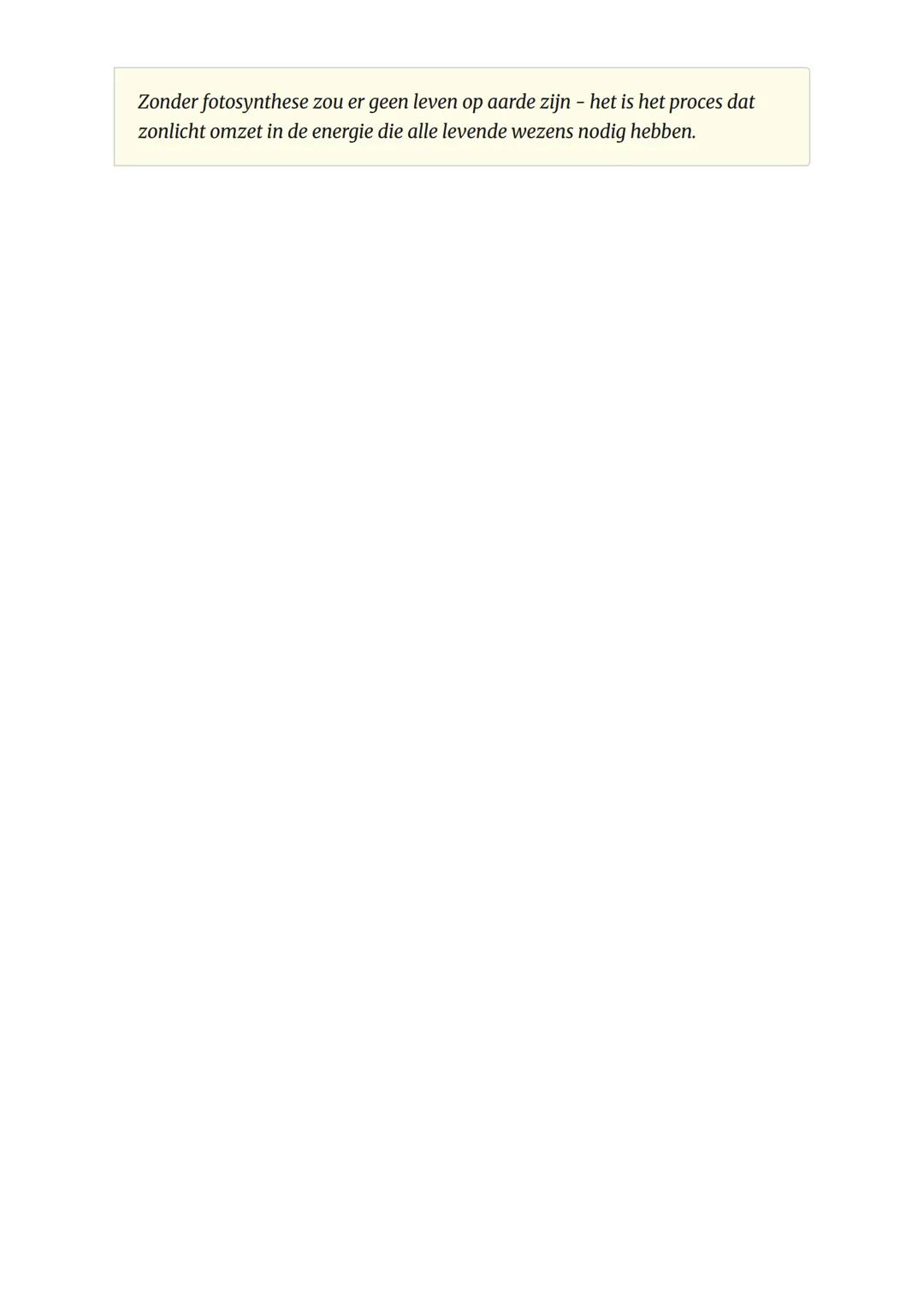 Fotosynthese: processen en
belang voor het leven op aarde
Hoe planten licht omzetten in voedsel en waarom dit essentieel is
Biologie - Grade