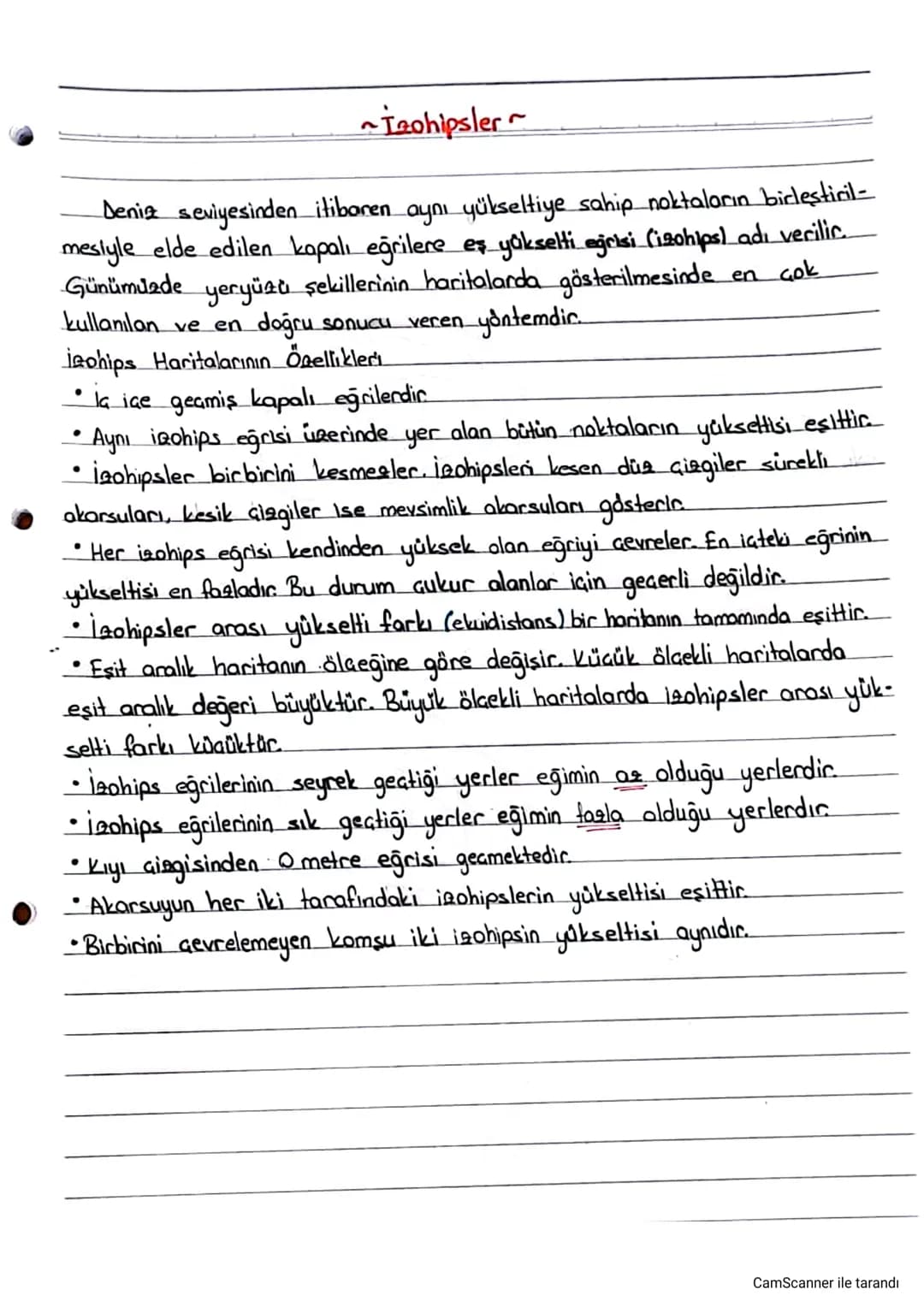Izohipsler
Deniz seviyesinden itibaren aynı yükseltiye sahip noktaların birleştiril-
mesiyle elde edilen kapalı eğrilere eş yükselti eğrisi 