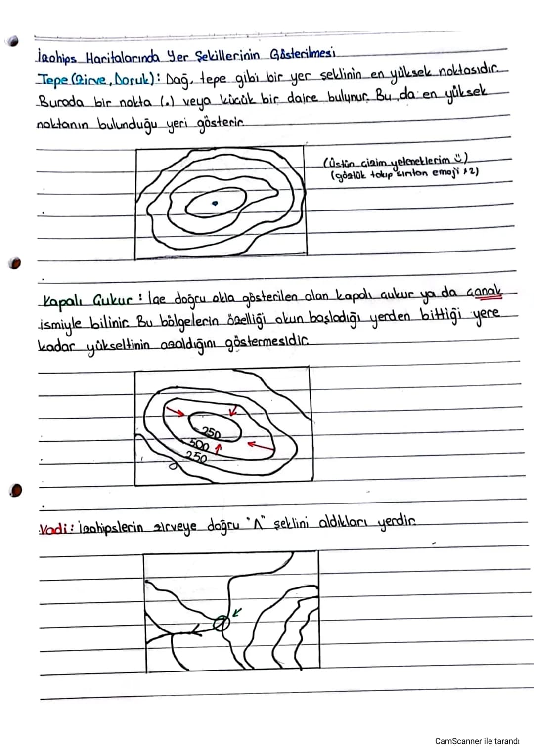 Izohipsler
Deniz seviyesinden itibaren aynı yükseltiye sahip noktaların birleştiril-
mesiyle elde edilen kapalı eğrilere eş yükselti eğrisi 