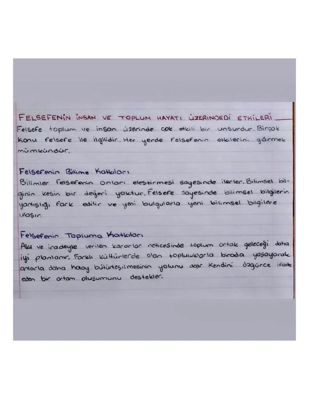 FELSEFENİN İNSAN VE TOPLUM ÜZERİNDE Kİ ETKİLERİ 