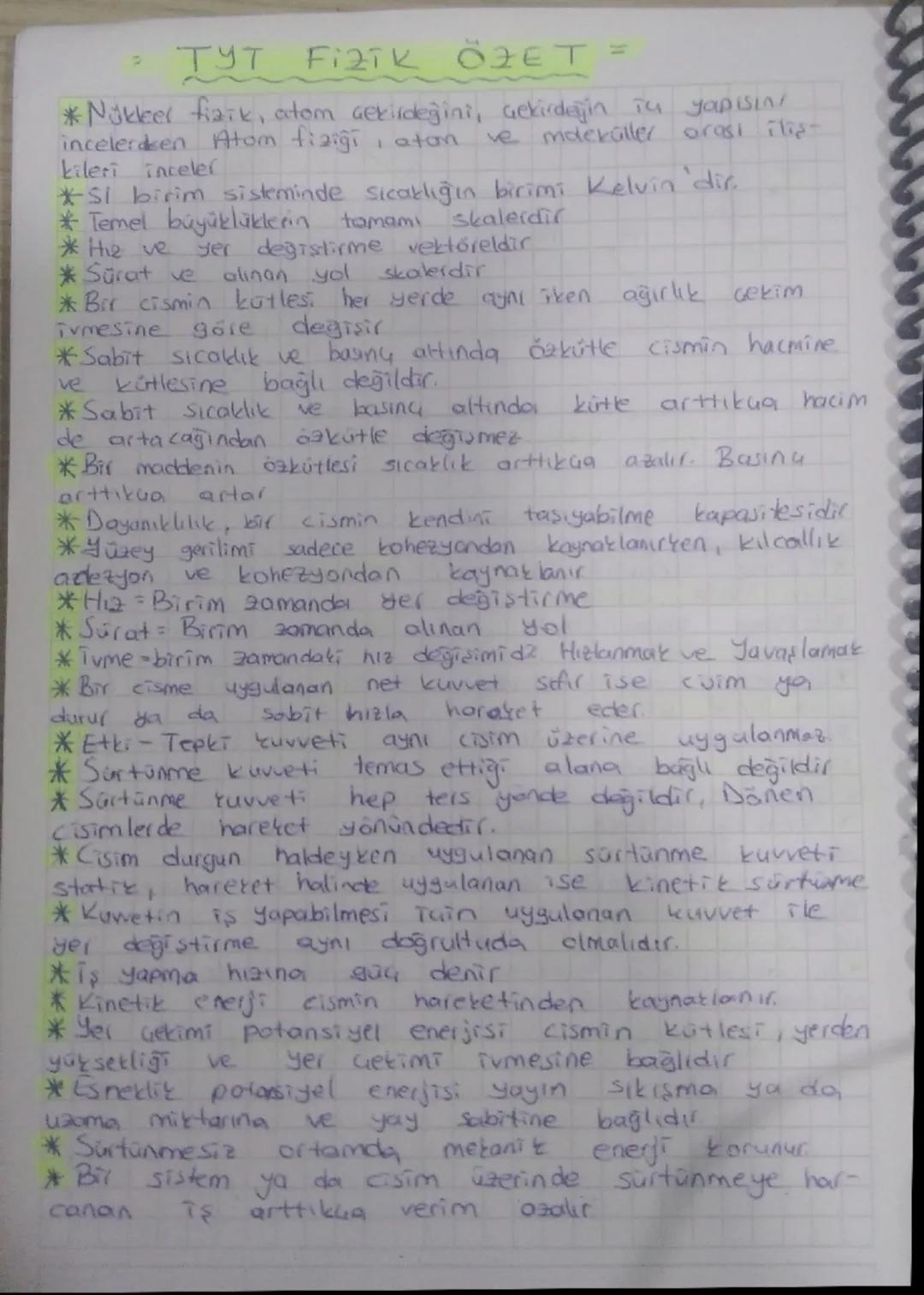 # TYT Fizik ÖZET =

*Nükleer fizik, atom çekirdeğini, çekirdeğin tu yapısını
incelerdeen Atom fiziği, atom ve moleküller arası iliş-
kileri 