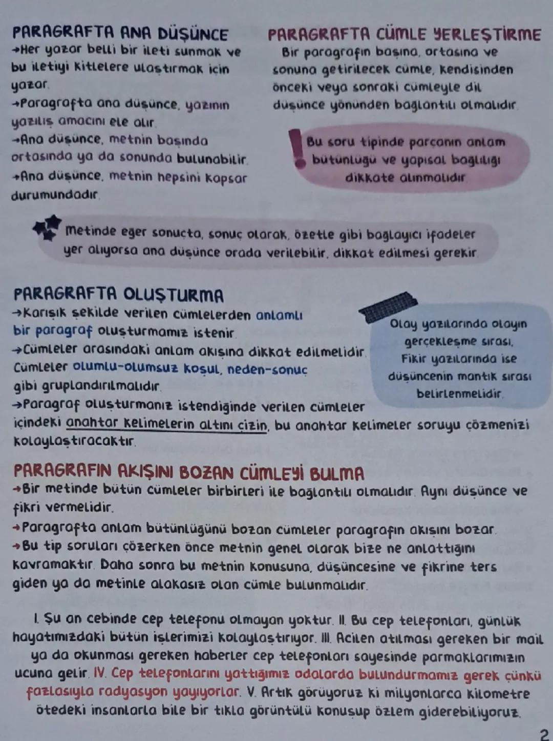 # PARAGRAF

Herhangi bir olayı, durumu, düşünceyi, kavramı veya varlığı anlatan cümleler
topluluğuna paragraf nedir.

Butun paragraf sorular
