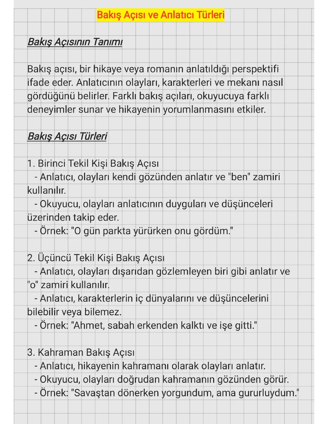 9.SINIF - BAKIŞ AÇISI VE ANLATICI TÜRLERİ 