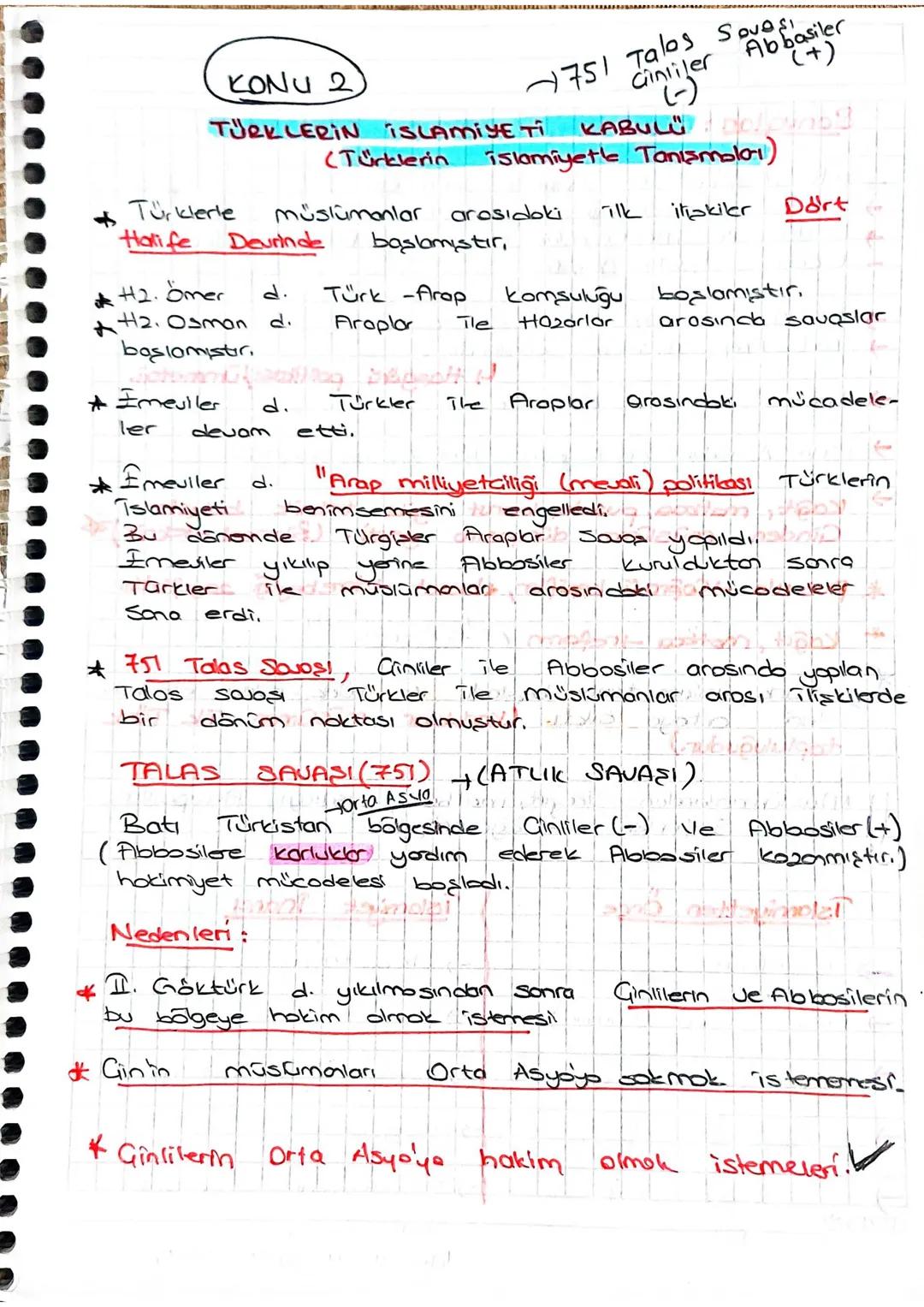 KONU 2
Abbasiler
(+)
1751 Talos Sovosi
(-)
Cinliler
TÜRKLERİN İSLAMİYE TI KABULÜ Bollin
(Türklerin islamiyetle Tanışmaları)
Türklerle
Müslüm