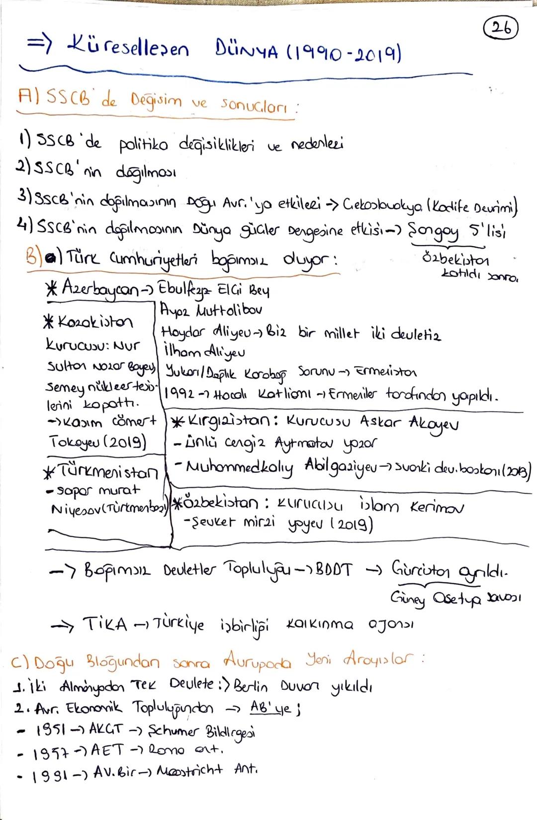 => Küreselleşen DÜNYA (1990-2019)
A) SSCB de Değisim ve sonuçları :
1) SSCB'de politiko değişiklikleri
nedenleri
ve
26
2) SSCB'nin değilmasi