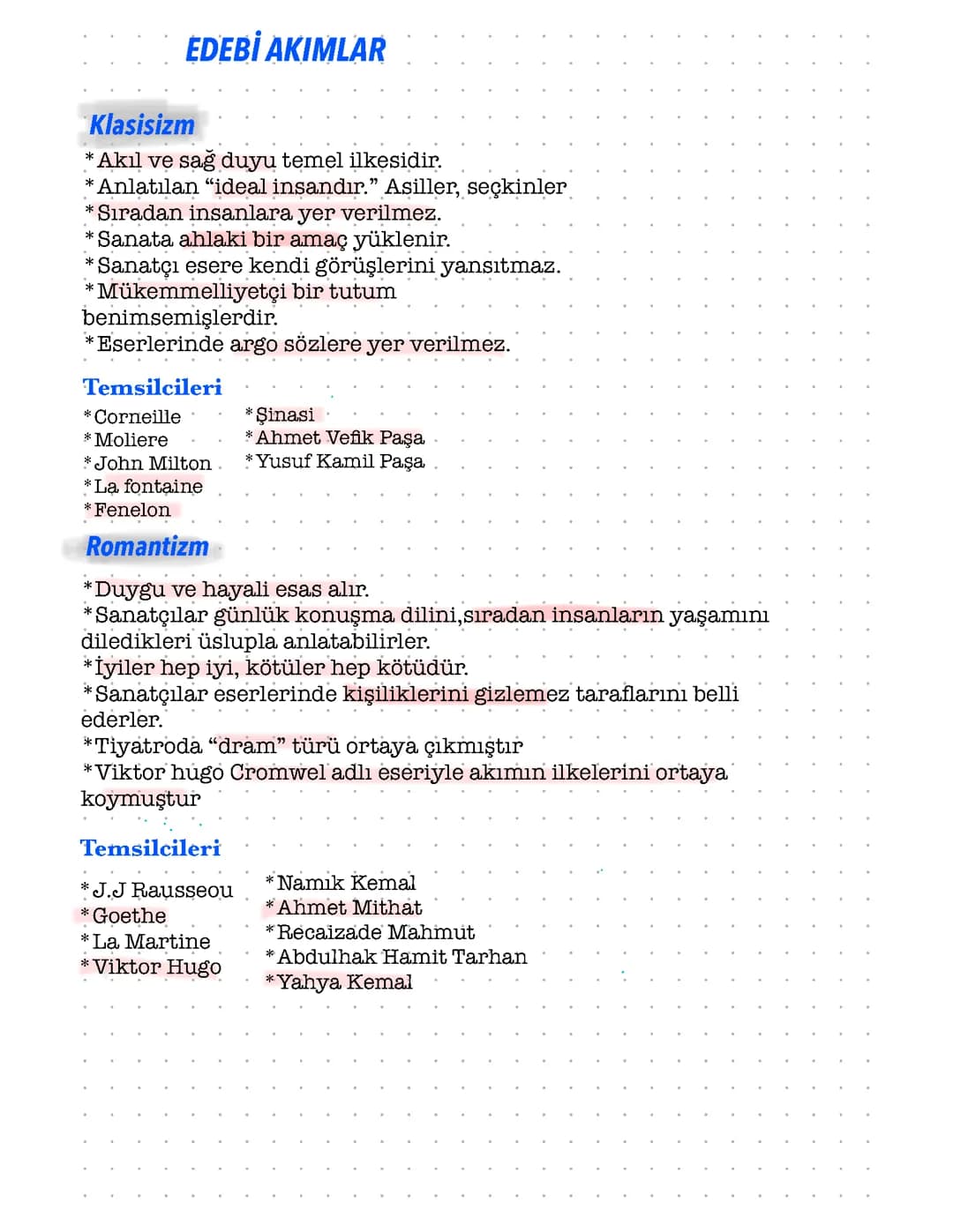 Klasisizm, Romantizm ve Realizm Akımları: Temsilciler ve Özellikler