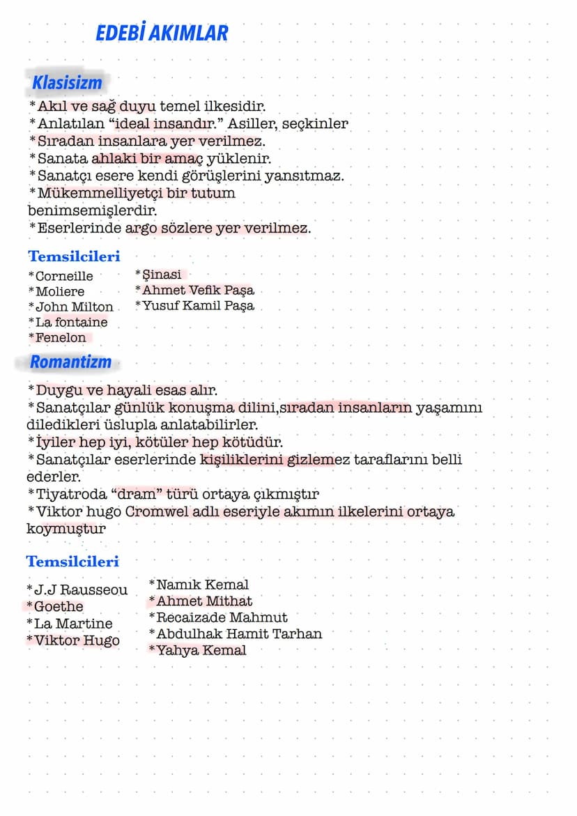 Klasisizm
EDEBİ AKIMLAR
*Akıl ve sağ duyu temel ilkesidir.
*Anlatılan "ideal insandır." Asiller, seçkinler
* Sıradan insanlara yer verilmez.