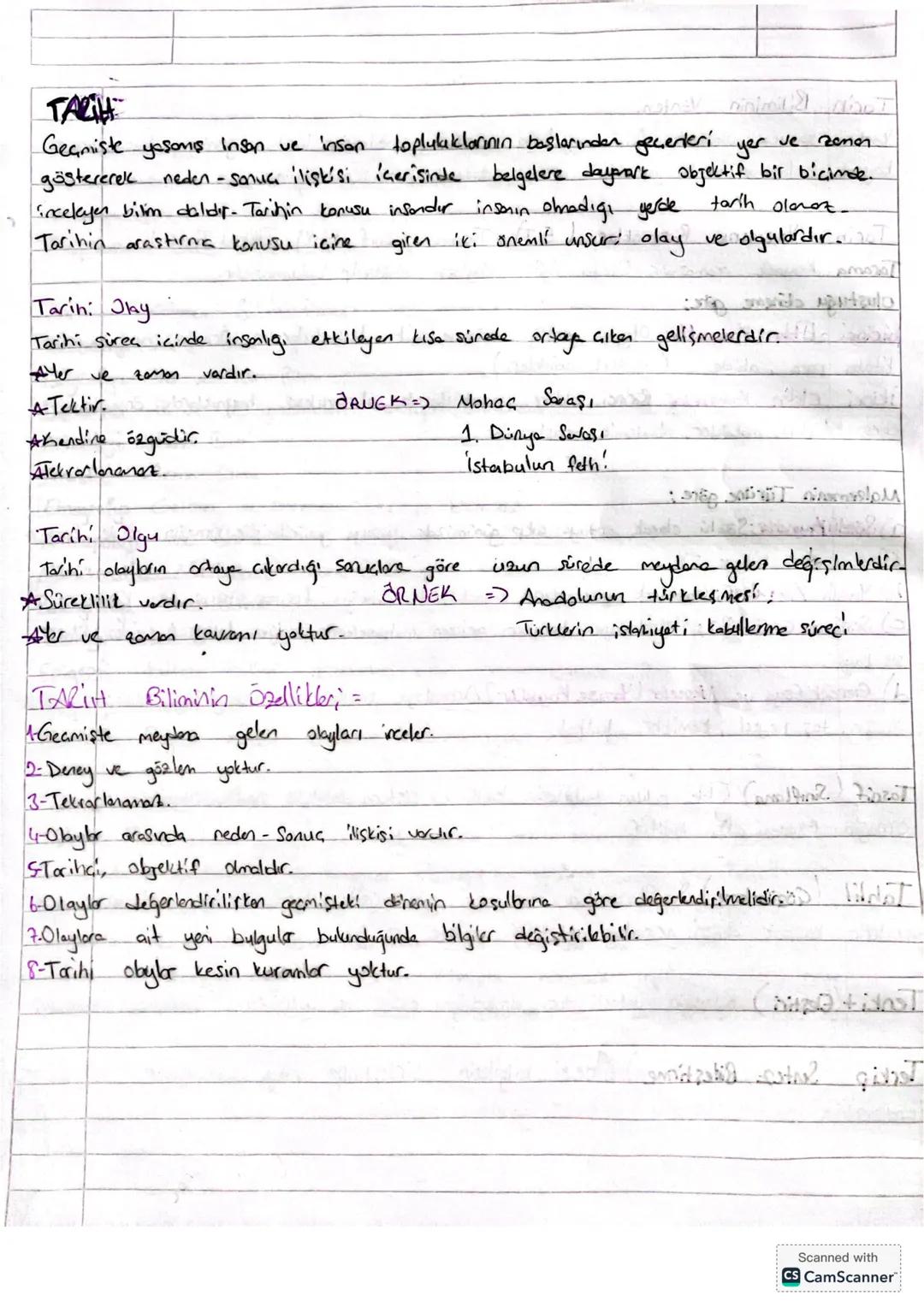 9. Sınıf Tarih Ders Notları