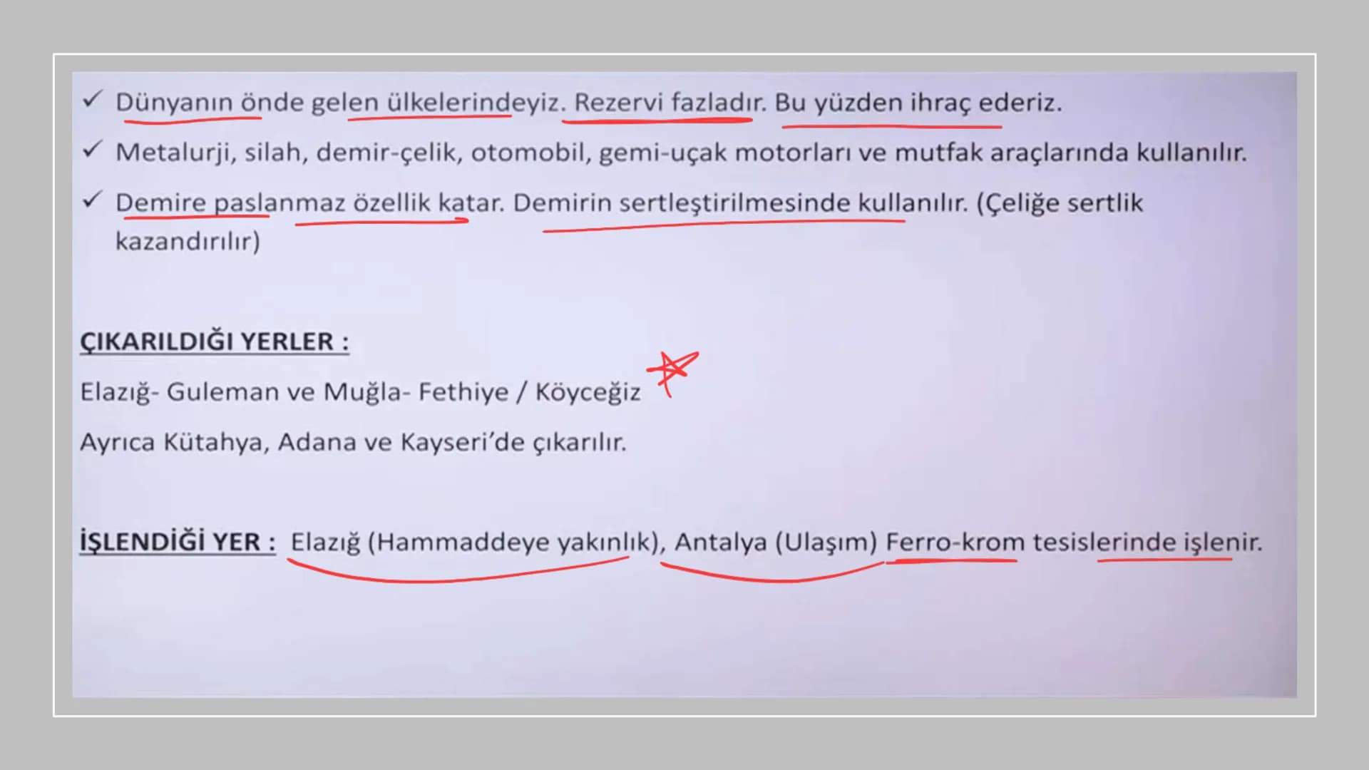 TÜRKİYE'DE MADEN,
ENERJİ KAYNAKLARI,
SANAYİ VE TİCARET Rezerv Madenin bulunduğu alan.
Tenör İşlenebilir maden
demir (hon)
Cevher(tuvenan): M