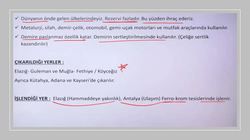 TÜRKİYE'DE MADEN,
ENERJİ KAYNAKLARI,
SANAYİ VE TİCARET Rezerv Madenin bulunduğu alan.
Tenör İşlenebilir maden
demir (hon)
Cevher(tuvenan): M