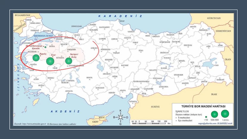 TÜRKİYE'DE MADEN,
ENERJİ KAYNAKLARI,
SANAYİ VE TİCARET Rezerv Madenin bulunduğu alan.
Tenör İşlenebilir maden
demir (hon)
Cevher(tuvenan): M