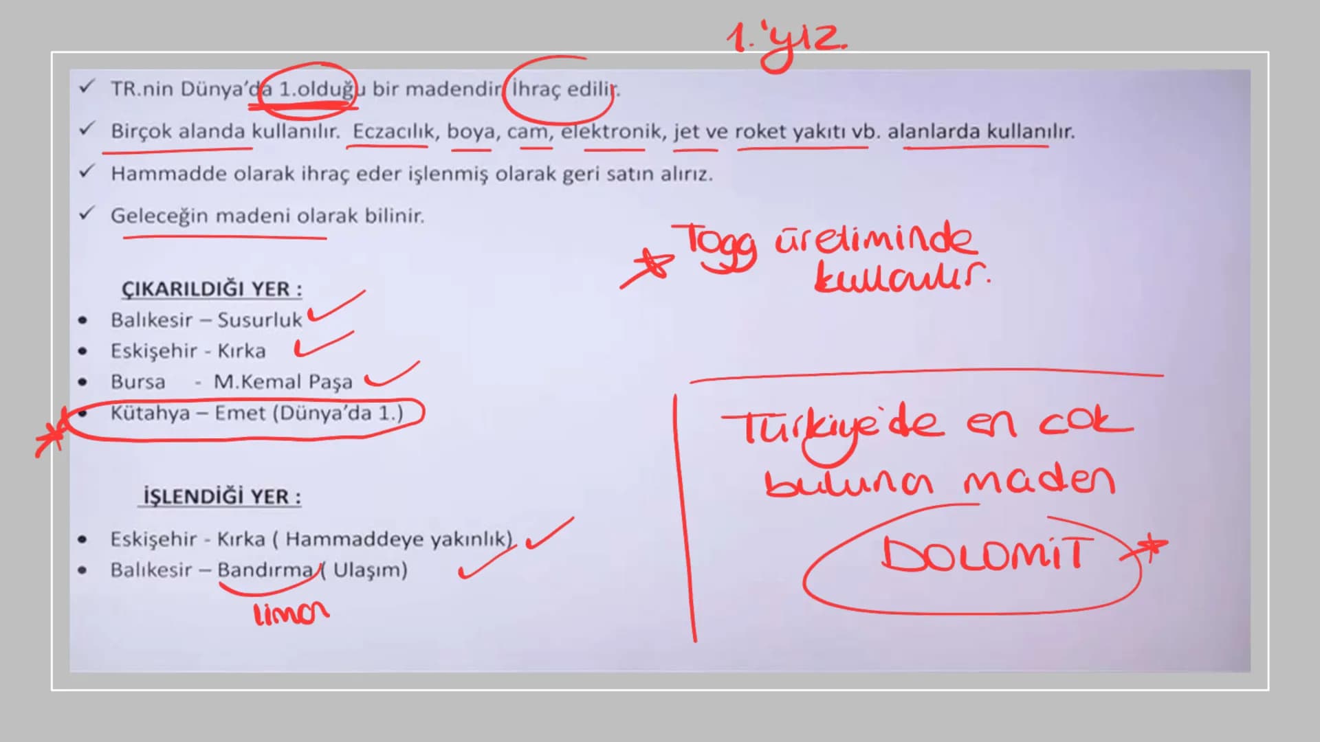 TÜRKİYE'DE MADEN,
ENERJİ KAYNAKLARI,
SANAYİ VE TİCARET Rezerv Madenin bulunduğu alan.
Tenör İşlenebilir maden
demir (hon)
Cevher(tuvenan): M