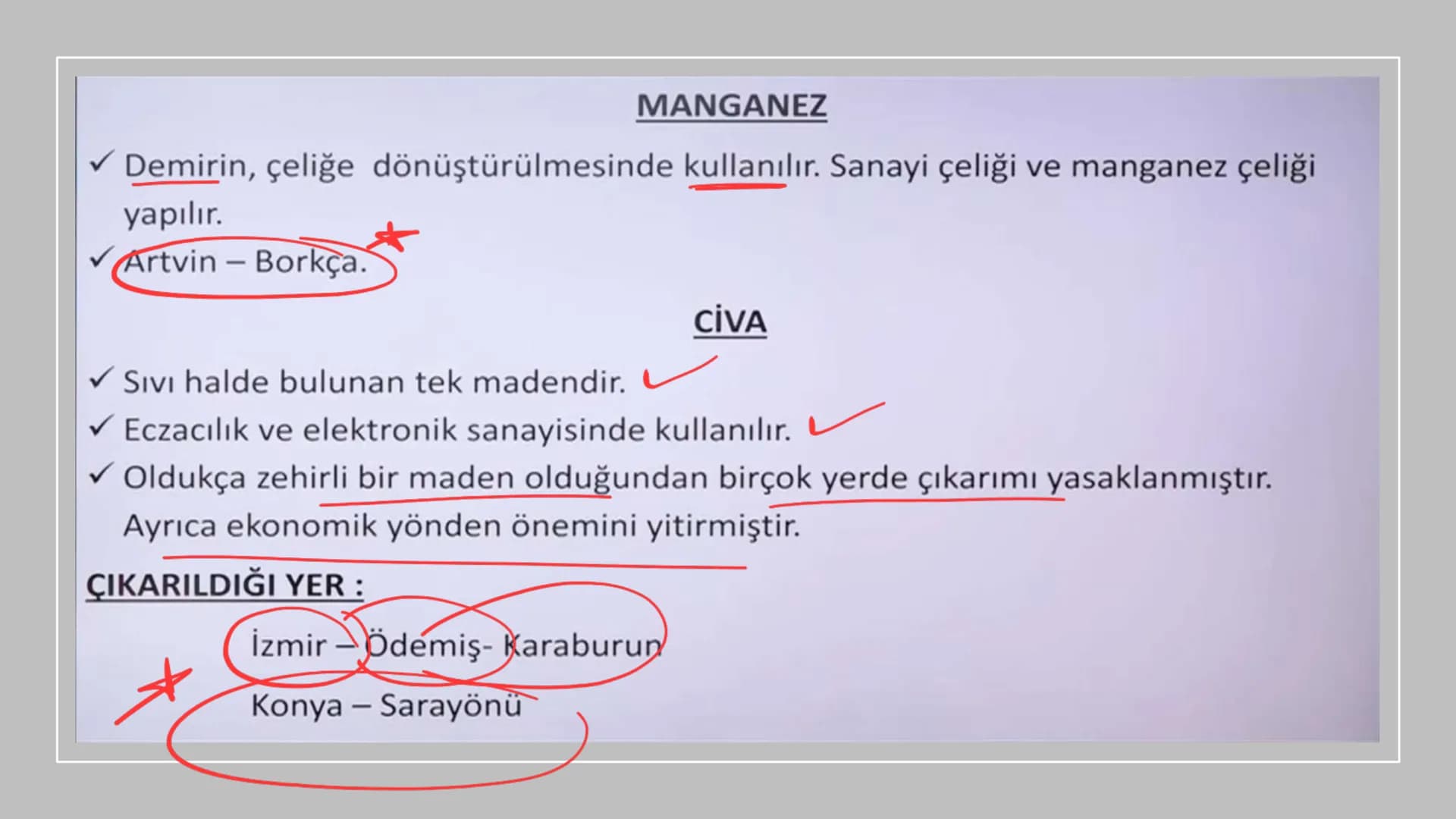 TÜRKİYE'DE MADEN,
ENERJİ KAYNAKLARI,
SANAYİ VE TİCARET Rezerv Madenin bulunduğu alan.
Tenör İşlenebilir maden
demir (hon)
Cevher(tuvenan): M