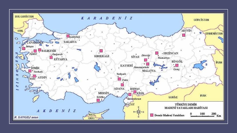 TÜRKİYE'DE MADEN,
ENERJİ KAYNAKLARI,
SANAYİ VE TİCARET Rezerv Madenin bulunduğu alan.
Tenör İşlenebilir maden
demir (hon)
Cevher(tuvenan): M