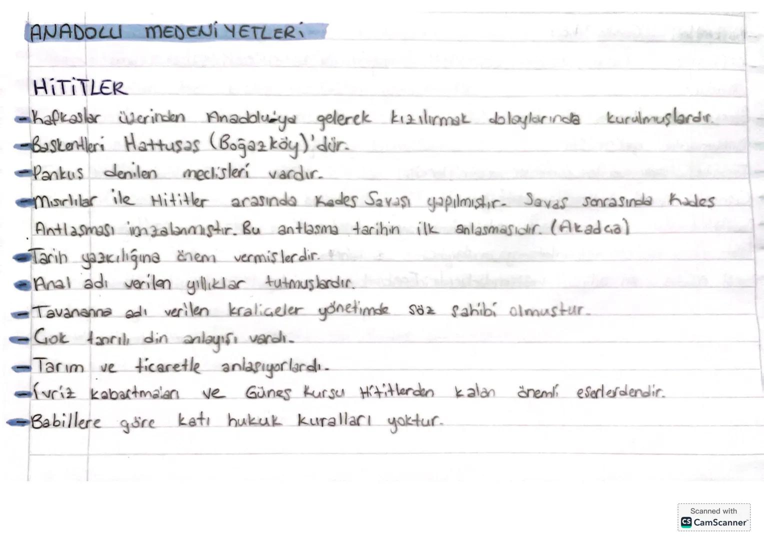 # ANADOLU MEDENI YETLER

## HITITLER

- Kafkaslar üzerinden Anadoluaya gelerek kızılırmak dolaylarında kurulmuşlardır.
Başkentleri Hattusas 