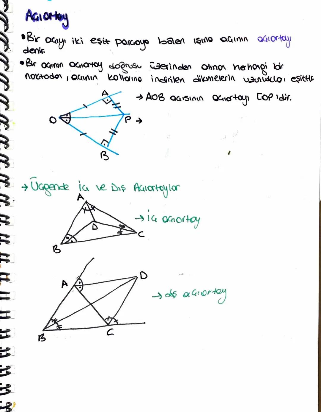 3
AGIOrtay
•Bir
ослуг
iki eşit
Parcoyo
balen ışına açının açiortayi
denir.
•Bir
agının açiortoy doğrusu üzerinden alınar herhangi bir
noktod