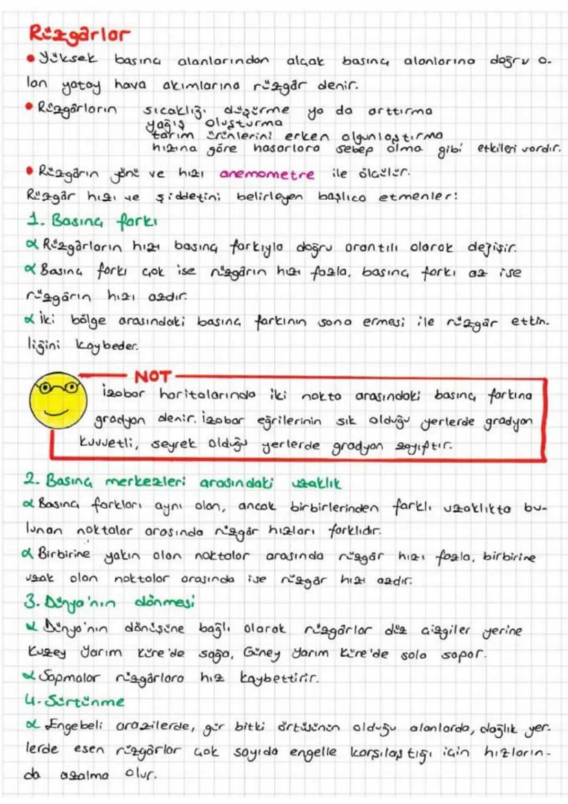 Rüzgarlar
• Yüksek basına
alanların don
alçak
basing alonlarına doğru o.
lan
yatay
hava
akımlarına rüzgar denir.
• Rüzgârlorin
yagis Oluştur